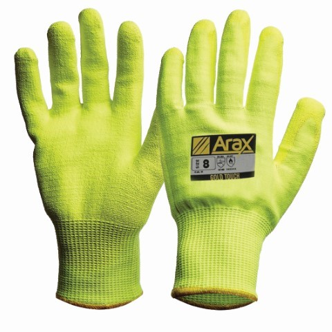 PRO SAFETY GLOVE ARAX GOLD HI-VIS YLW PU SIZE 11